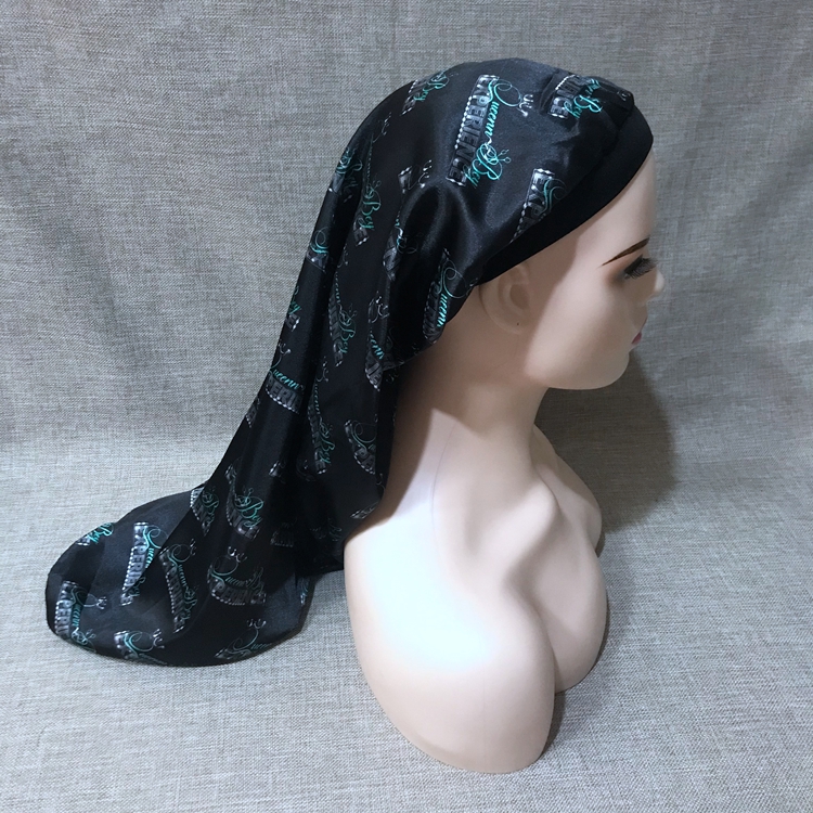 Satin Sleep Cap for Long Hair Extra Long Bonnet  With Wide Elastic Band 