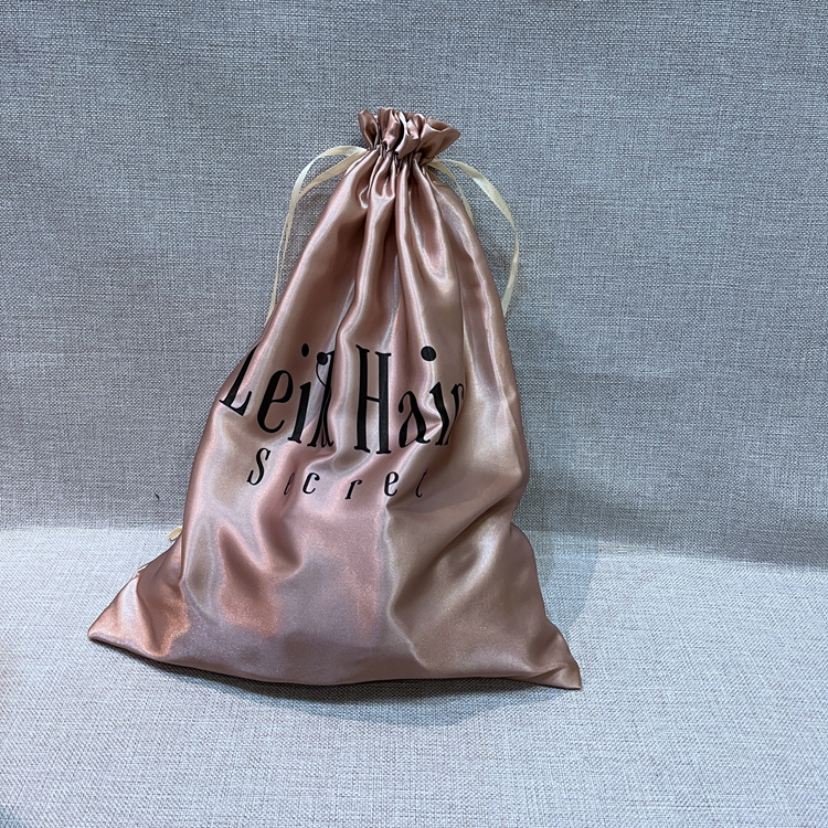 Custom rose gold silky satin soft hair bag with logo