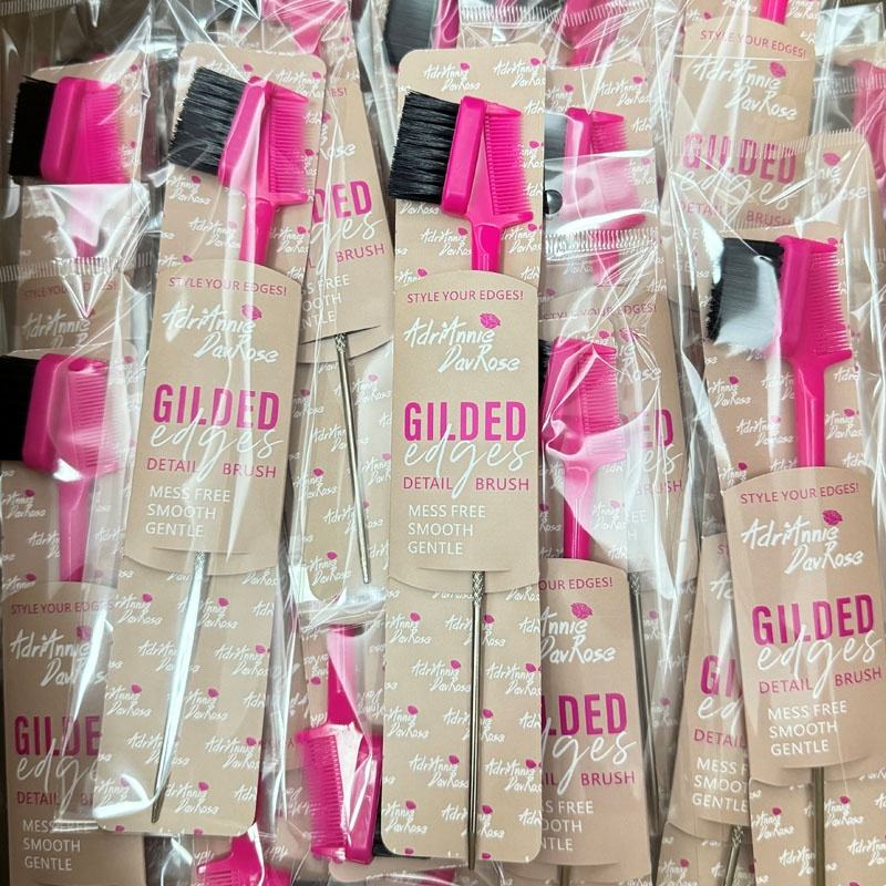 Wholesale Custom Logo Hair Tools Lace Wig Baby Hair Edge Brush Pintail Double Sided Eyebrow Comb Control Brush