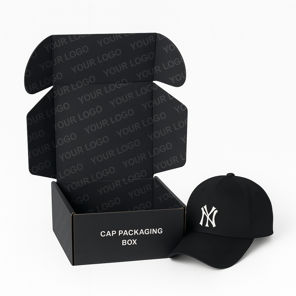 Custom Logo Corrugated Mailer Box Cajas De Lujo Para Gorra Baseball Cap Hat Box Shipping Paper Snapback Cap Gift Package Box