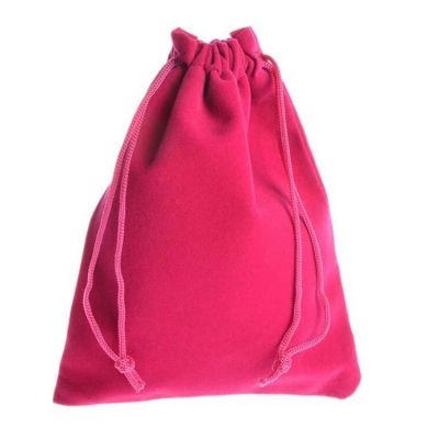 Hot pink Promotional small velvet drawstring pouch bag for bracelet jewelry