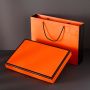 Custom orange square paper gift scarf box packaging with bag 