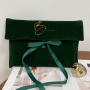 Green Velvet Dust Pouch Custom Logo Elegant Envelope for Clothes Gemstone Packing Screen Printed Hair Jewelry Gift