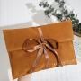 Custom Ribbon Logo Printed Brown Velvet Envelope Jewelry Gift Packaging Bag Luxury Faux Suede Handbag Dust Bag